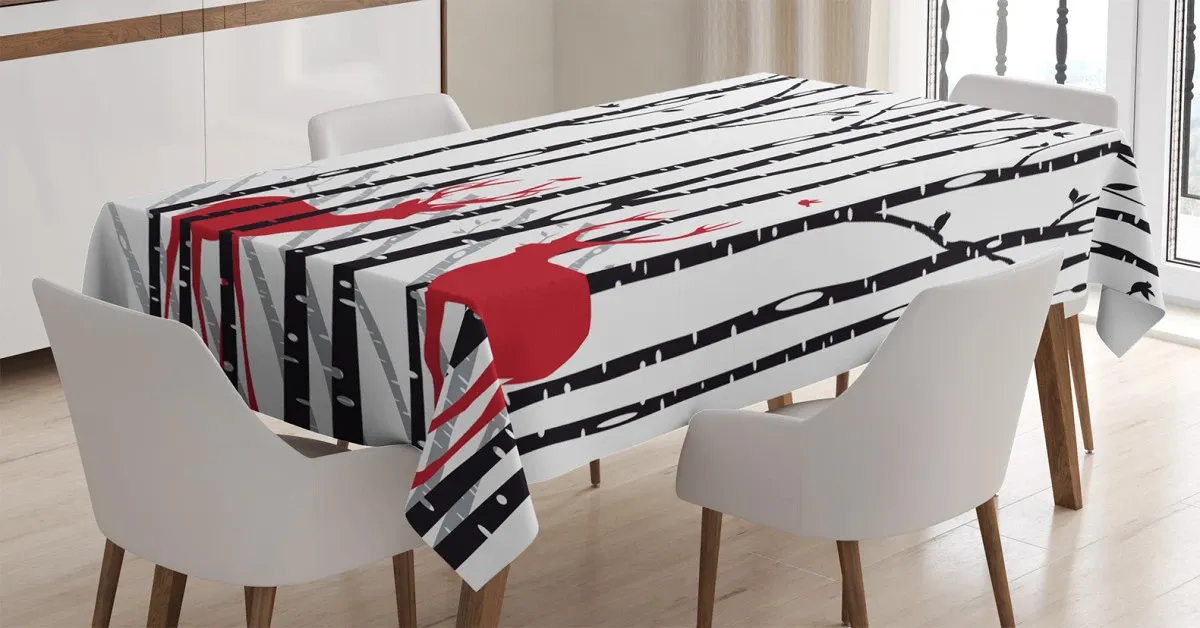 deer tree forest bird 3d printed tablecloth table decor 3670