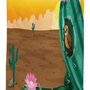 desert cactus and bird 3d printed tablecloth table decor 1419