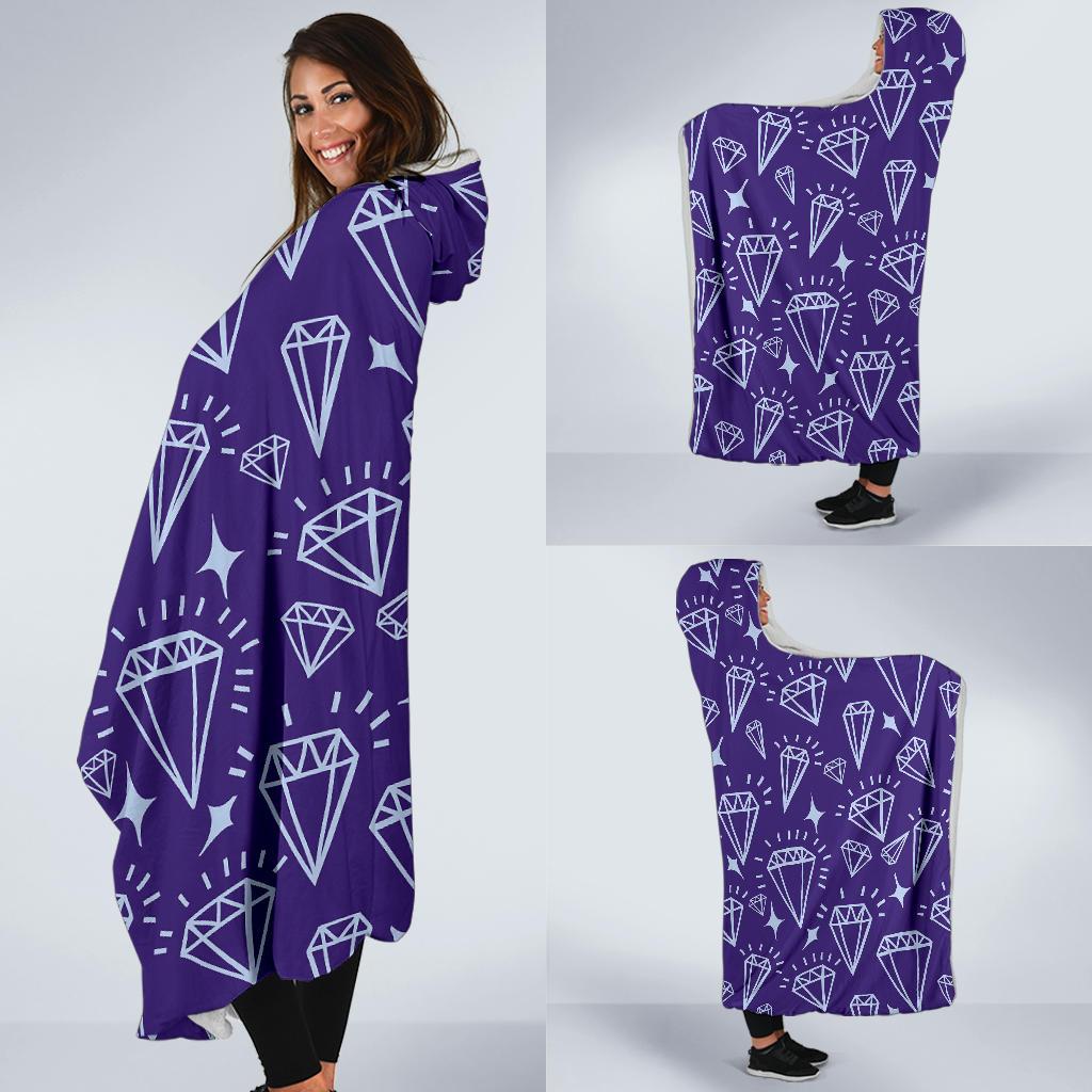 Diamond Purple Print Pattern Hooded Blanket Cloak Blanket diamond purple print pattern hooded blanket cloak blanket 6912