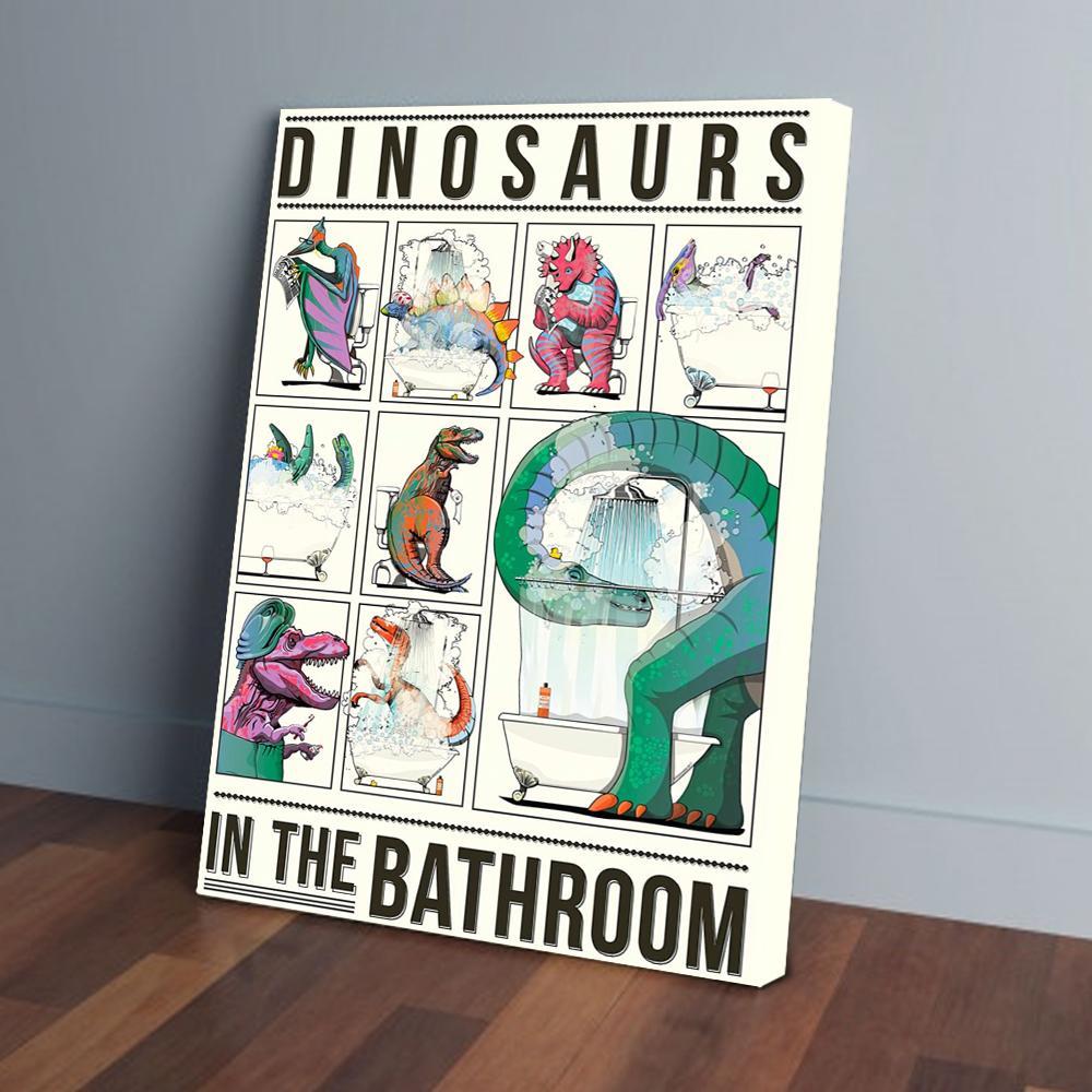 dinosaurs in the bathroom canvas prints wall art decor 1955
