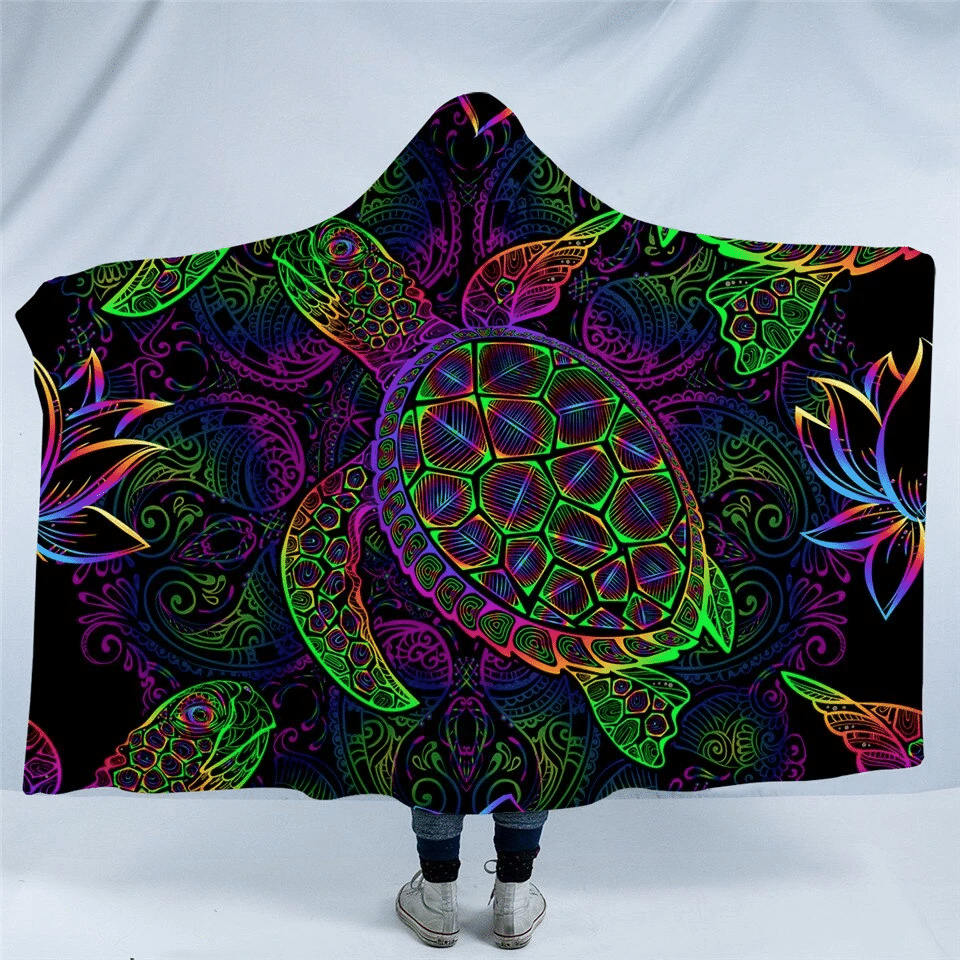 disco color turtle hooded blanket cloak blanket 4222