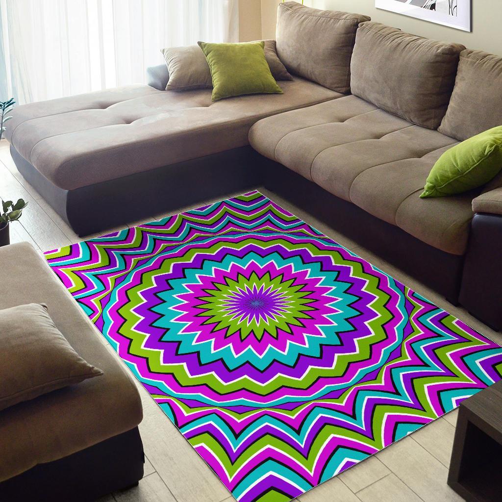 dizzy circle moving optical illusion area rug floor decor 6261