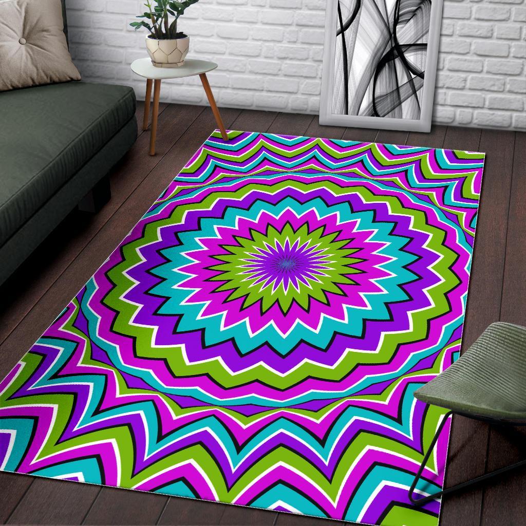 dizzy circle moving optical illusion area rug floor decor 7150