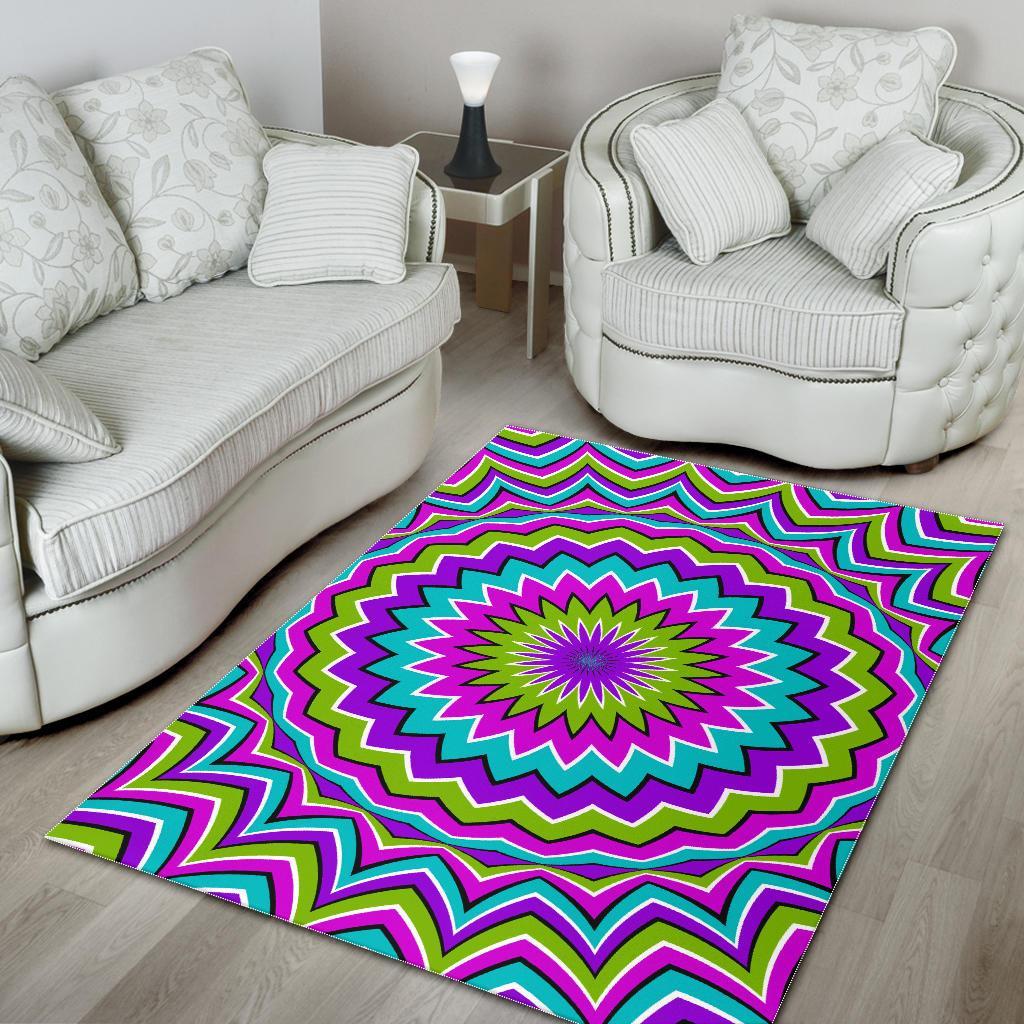 dizzy circle moving optical illusion area rug floor decor 8687