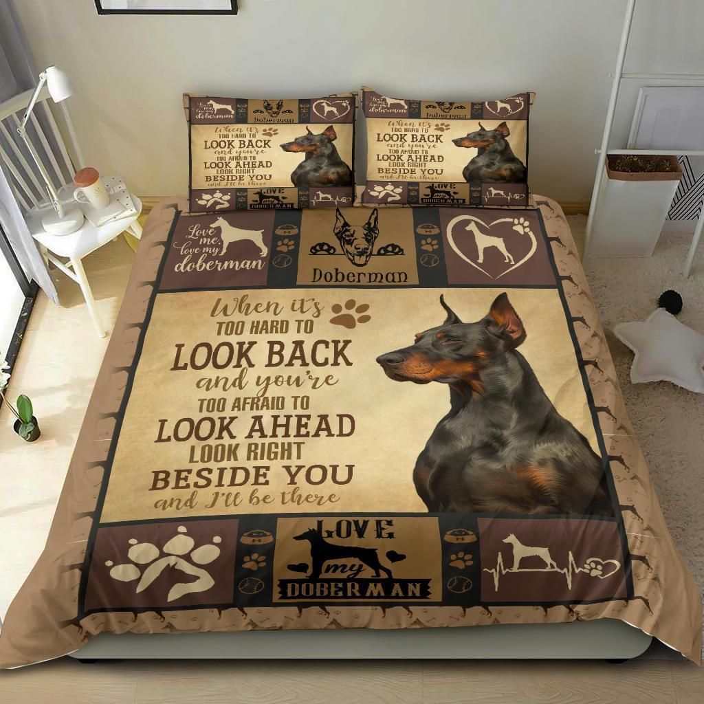doberman look ahead beside you ill be there bedding set bedroom decor 1389