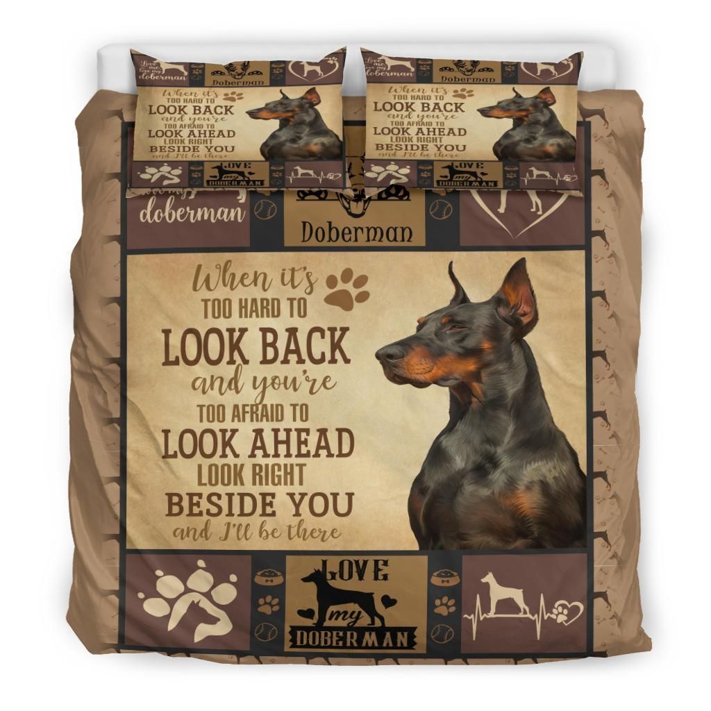 doberman look ahead beside you ill be there bedding set bedroom decor 3523