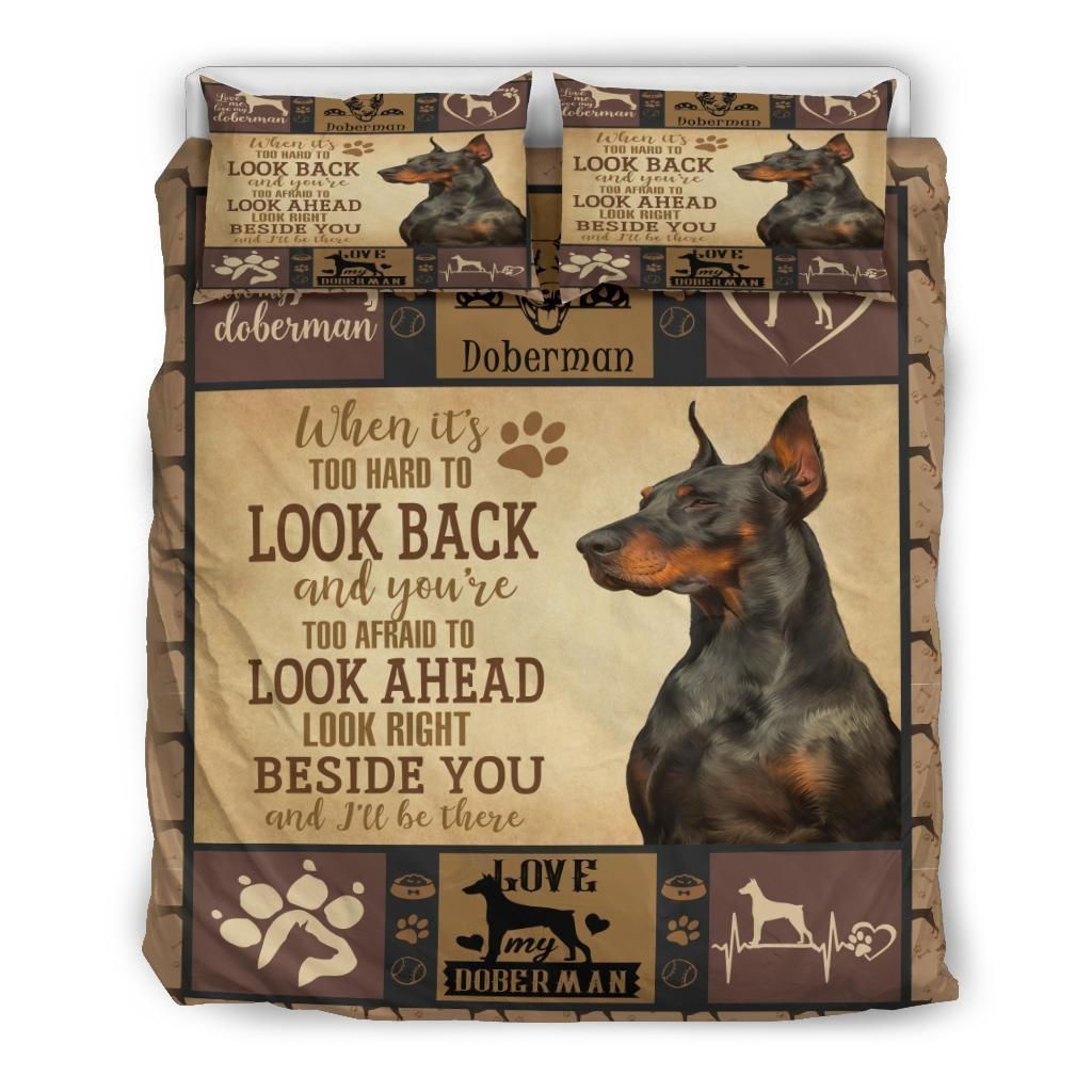doberman look ahead beside you ill be there bedding set bedroom decor 8778