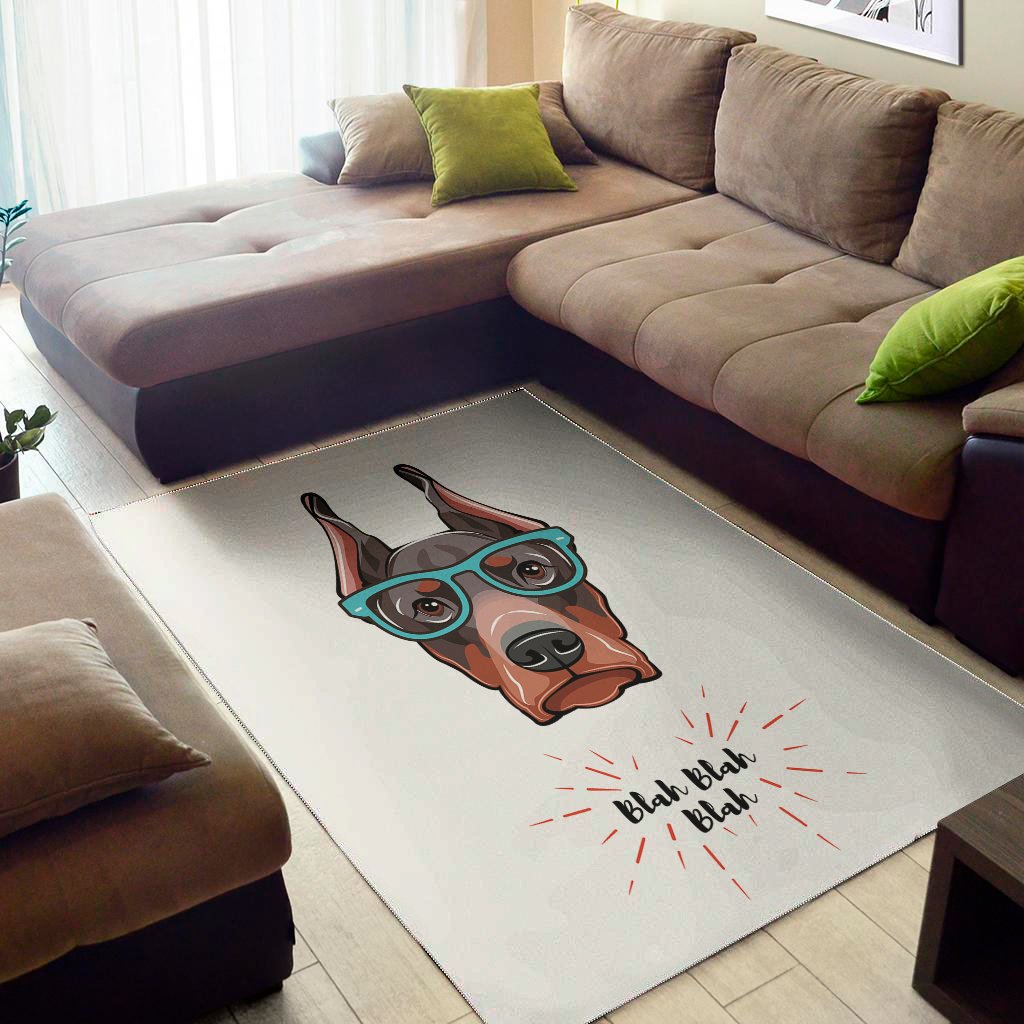 Dobermann With Glasses Print Area Rug Floor Decor dobermann with glasses print area rug floor decor 2704