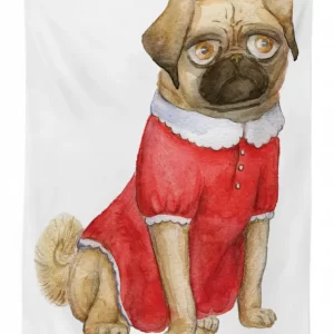 dog in red dress cartoon 3d printed tablecloth table decor 8327