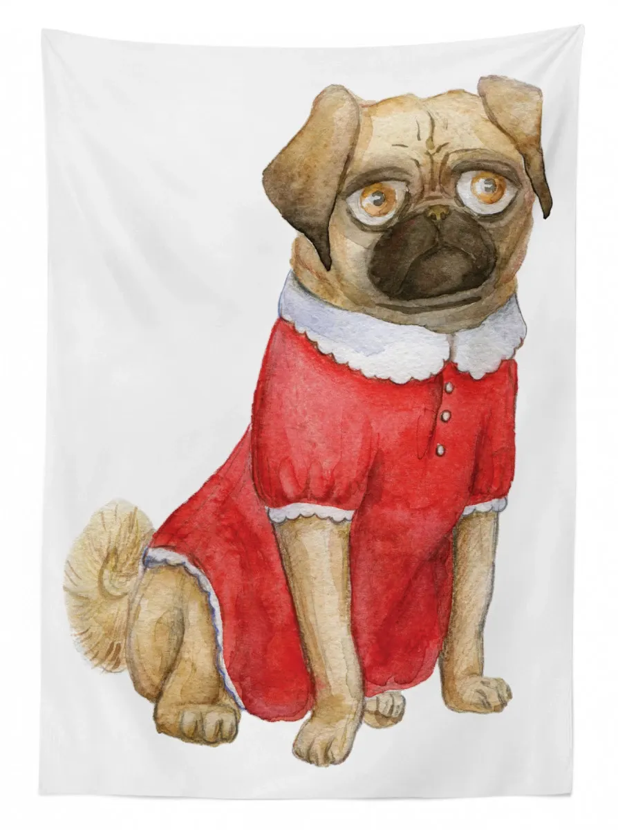 dog in red dress cartoon 3d printed tablecloth table decor 8327