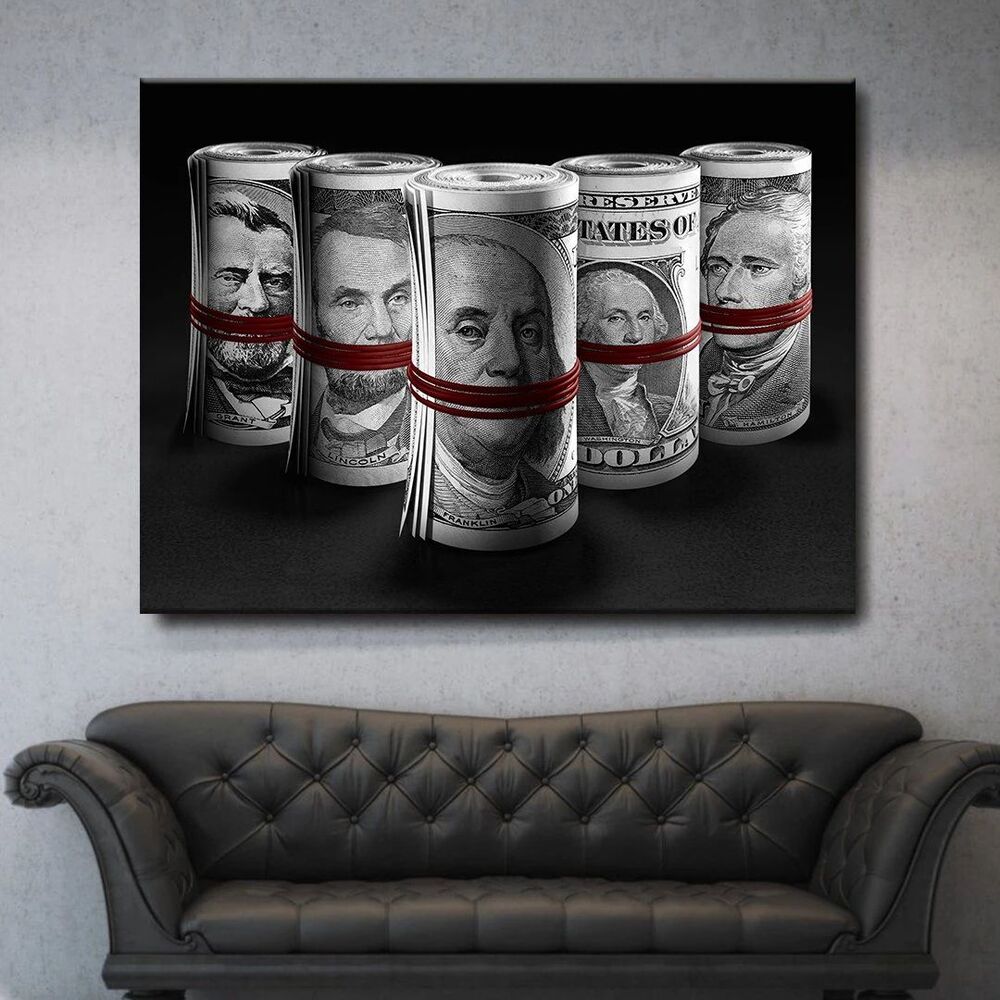 Dollar Bills Rolles Motivational Positive Canvas Print - Wall Art Decor dollar bills rolles motivational positive canvas print wall art decor 6722