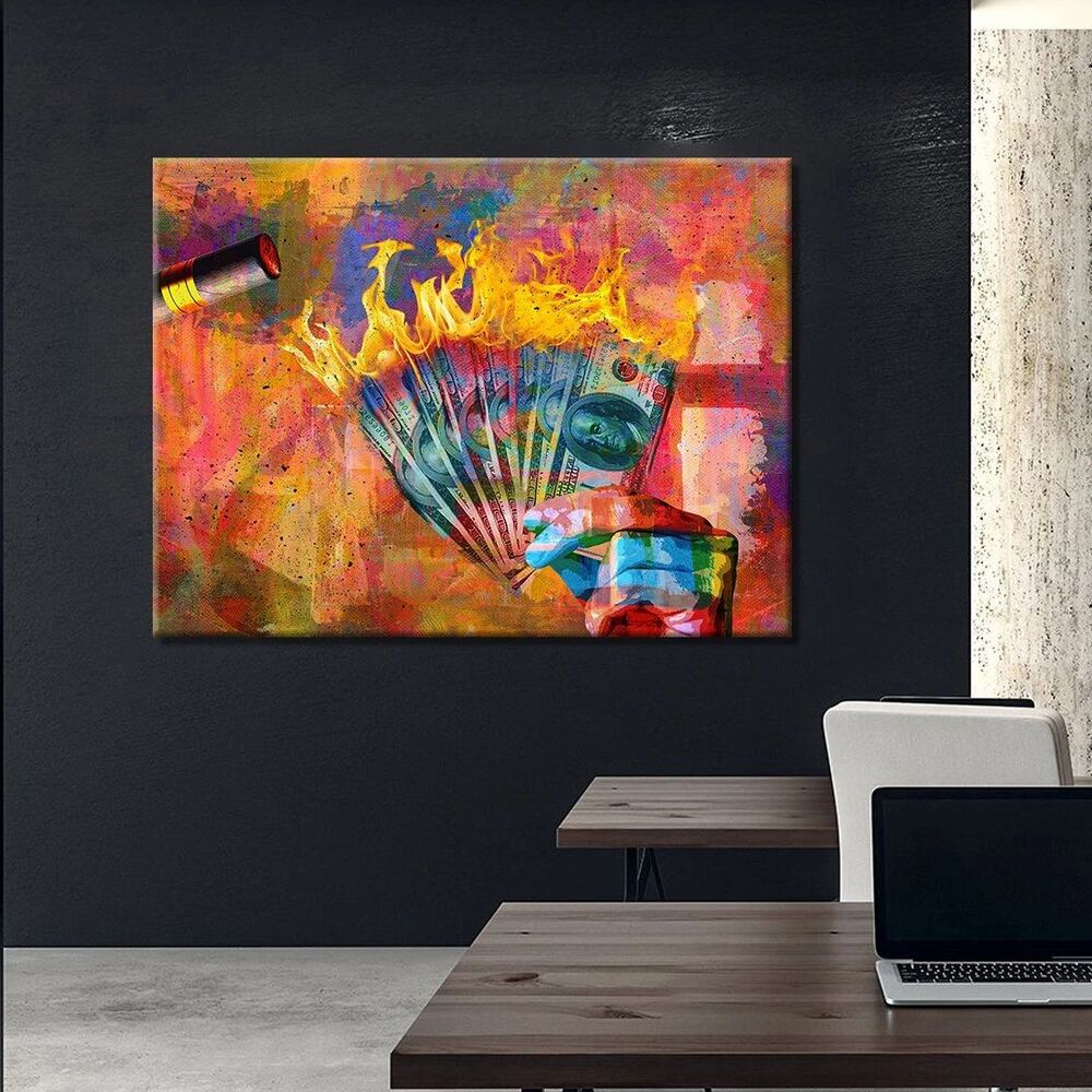 dollar burn motivational positive canvas print wall art decor 3764