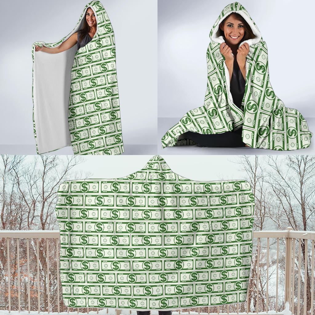 Dollar Money Print Pattern Hooded Blanket Cloak Blanket dollar money print pattern hooded blanket cloak blanket 1621
