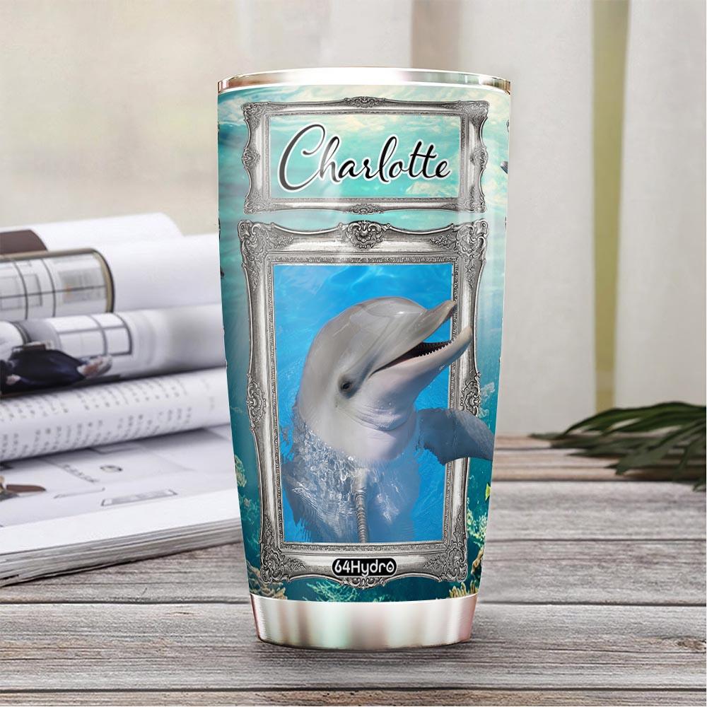 dolphin personalized stainless steel tumbler 7477