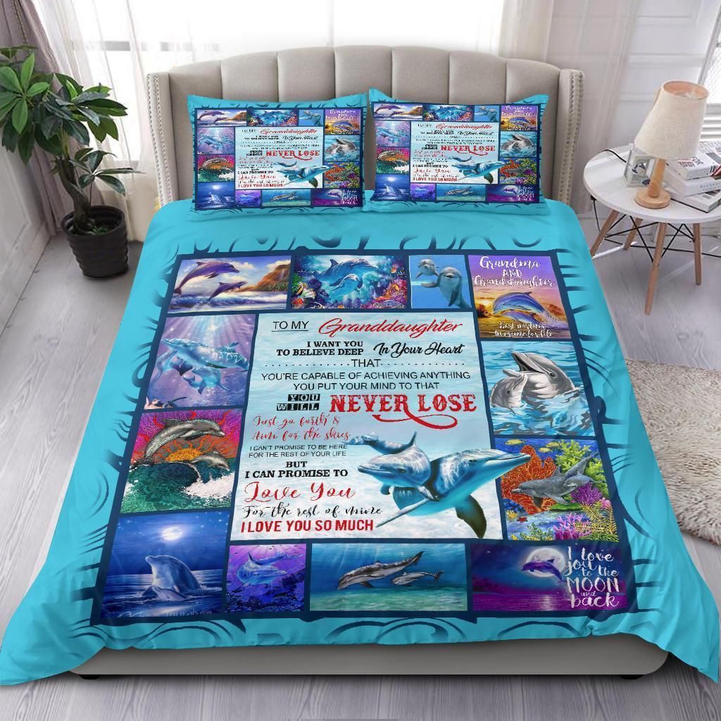 Dolphin You Will Never Lose Gift For Granddaughter Bedding Set Bedroom Decor dolphin you will never lose gift for granddaughter bedding set bedroom decor 4339