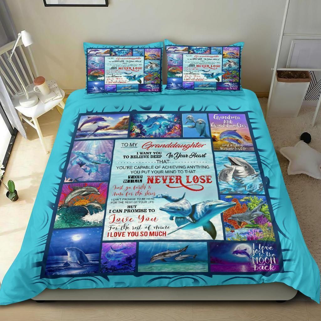 Dolphin You Will Never Lose Gift For Granddaughter Bedding Set Bedroom Decor dolphin you will never lose gift for granddaughter bedding set bedroom decor 7324