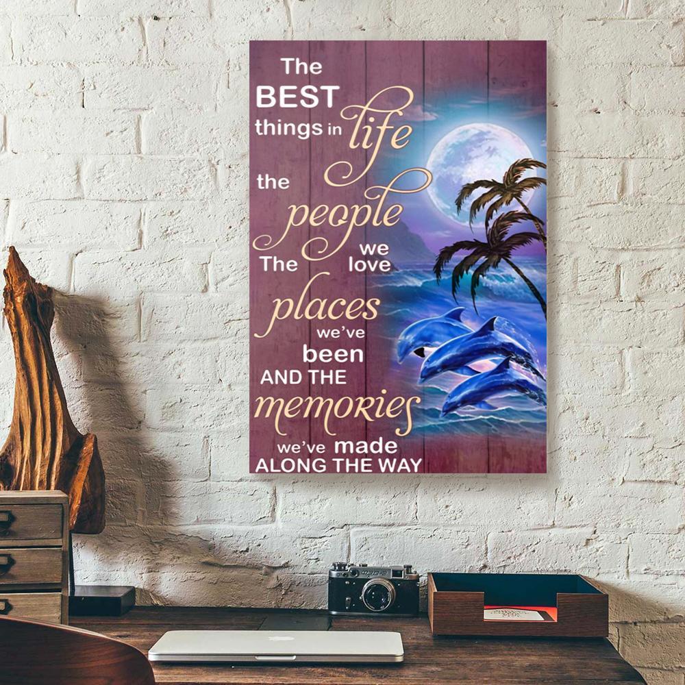 dolphins under moon canvas prints wall art decor 6189