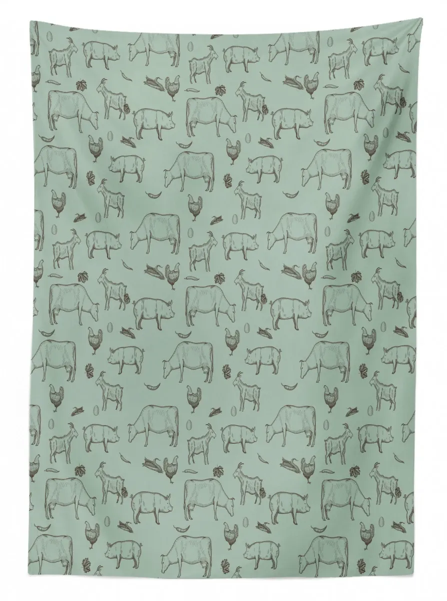 domestic farm silhouette 3d printed tablecloth table decor 1582