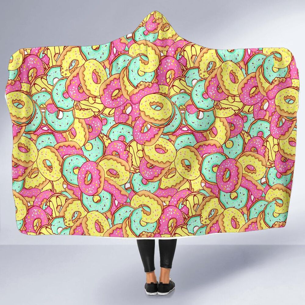 Donut Colorful Pattern Print Hooded Blanket Cloak Blanket donut colorful pattern print hooded blanket cloak blanket 1453