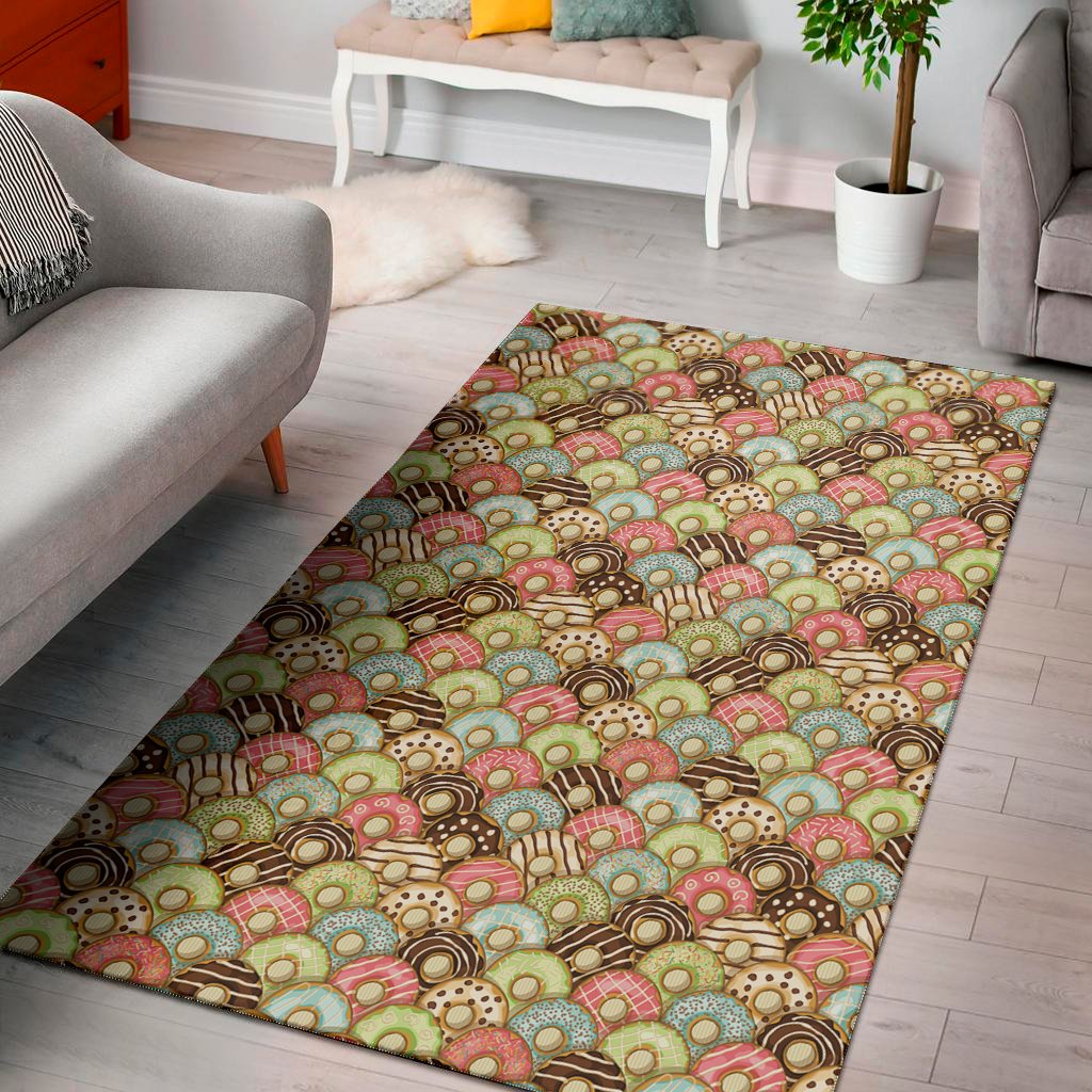 donuts pattern print area rug floor decor 2544