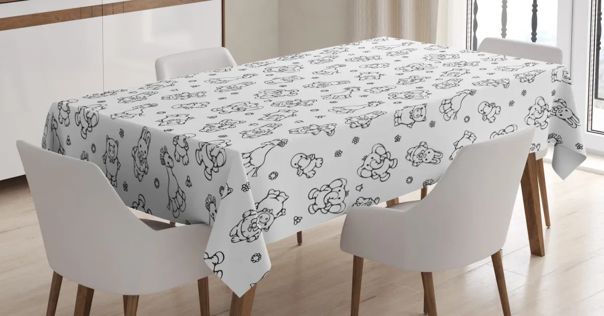 doodle animals 3d printed tablecloth table decor 5343