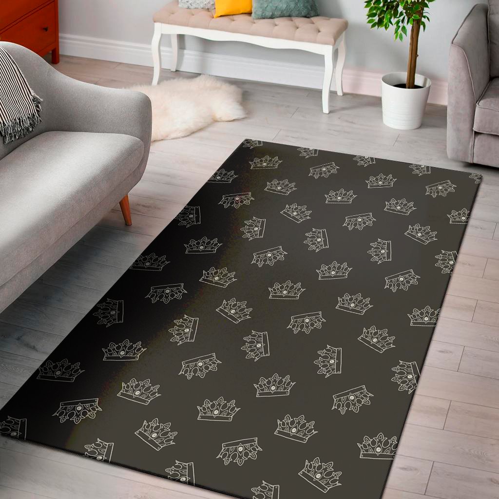 doodle crown pattern print area rug floor decor 7937