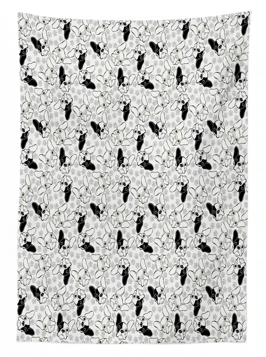 doodle faces pawprints 3d printed tablecloth table decor 1089