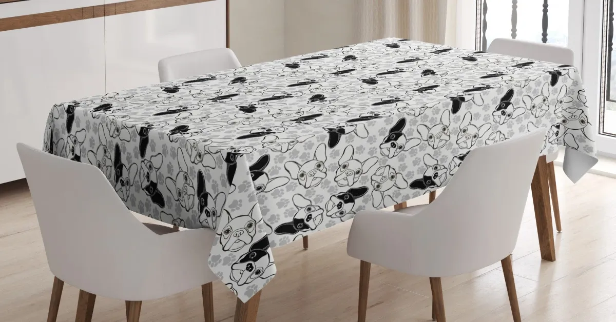 doodle faces pawprints 3d printed tablecloth table decor 2789