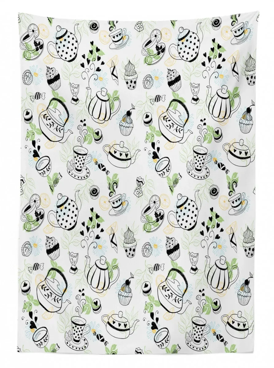 doodle hearts 3d printed tablecloth table decor 4706