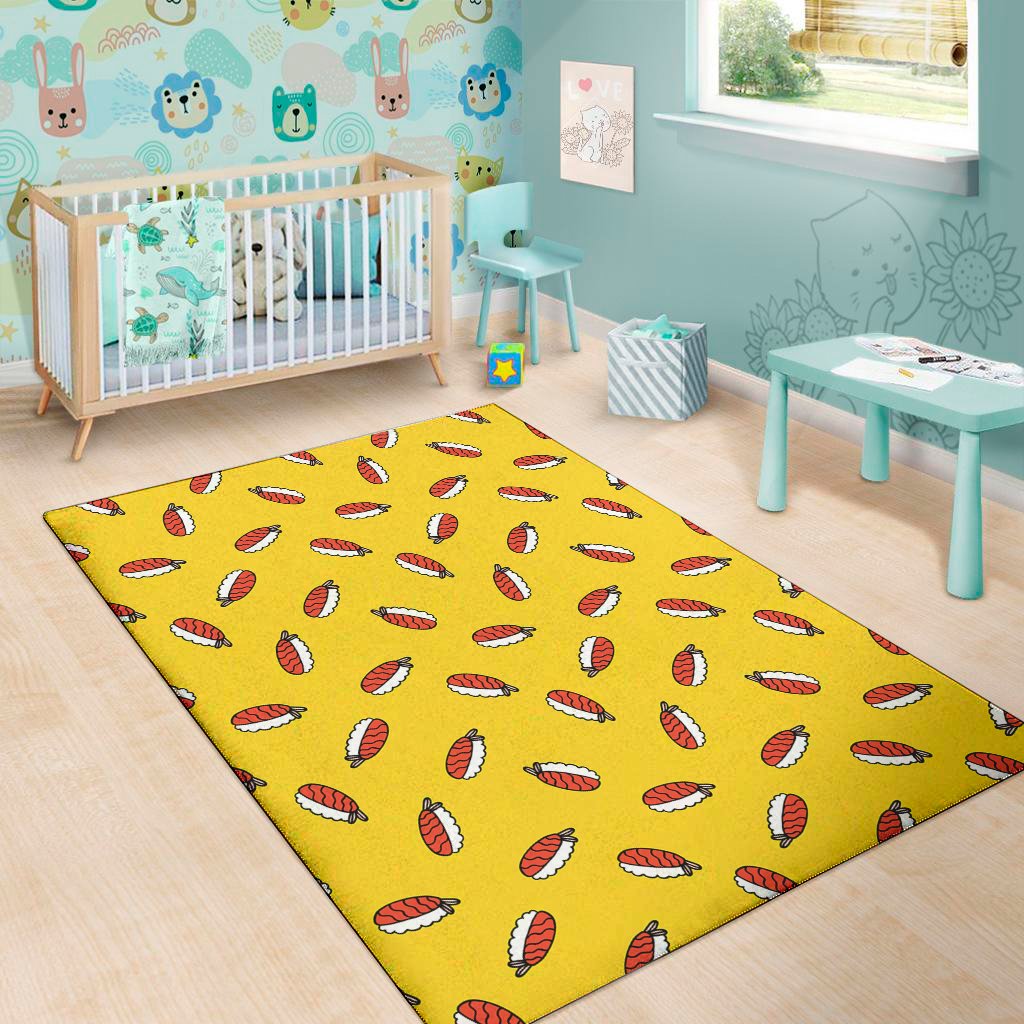 doodle japanese sushi pattern print area rug floor decor 2806