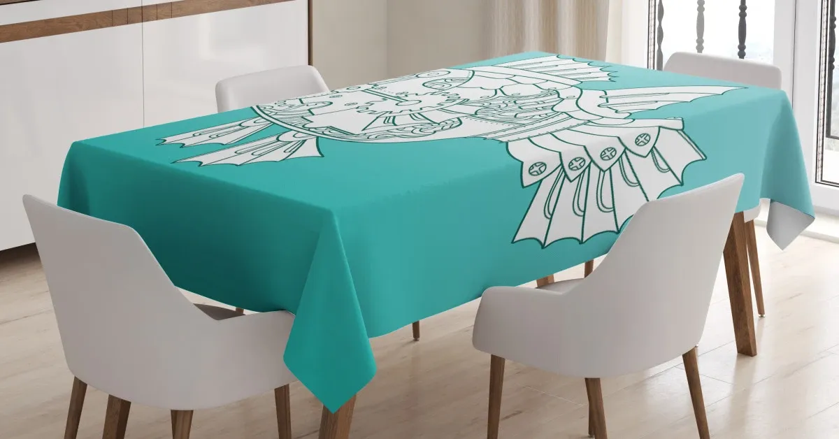 doodle mechanic fish 3d printed tablecloth table decor 4542