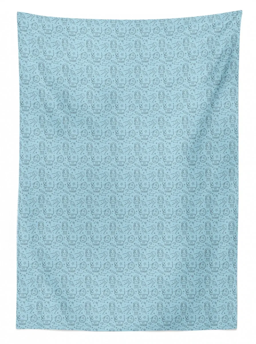 doodle style space object 3d printed tablecloth table decor 2660
