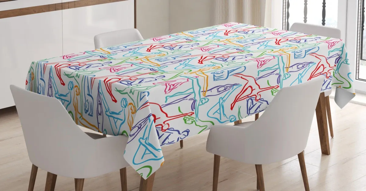 doodle woman silhouettes 3d printed tablecloth table decor 4280