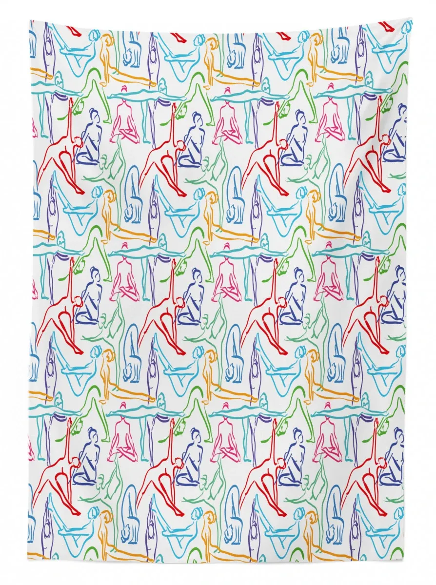 doodle woman silhouettes 3d printed tablecloth table decor 6931