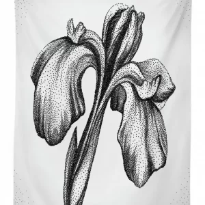 dotwork style lily bloom 3d printed tablecloth table decor 8390