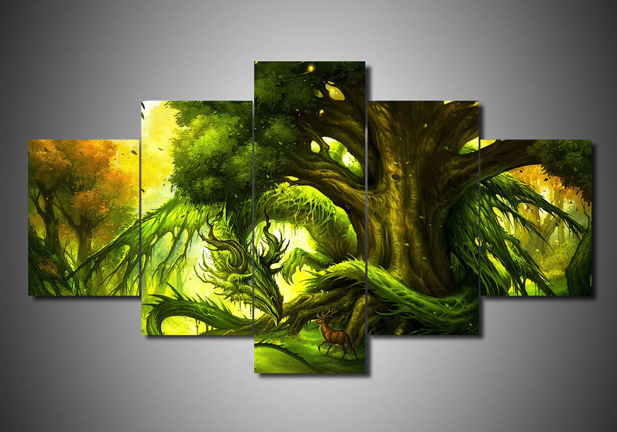 dragon 13 abstract animal 5 panel canvas art wall decor 8834