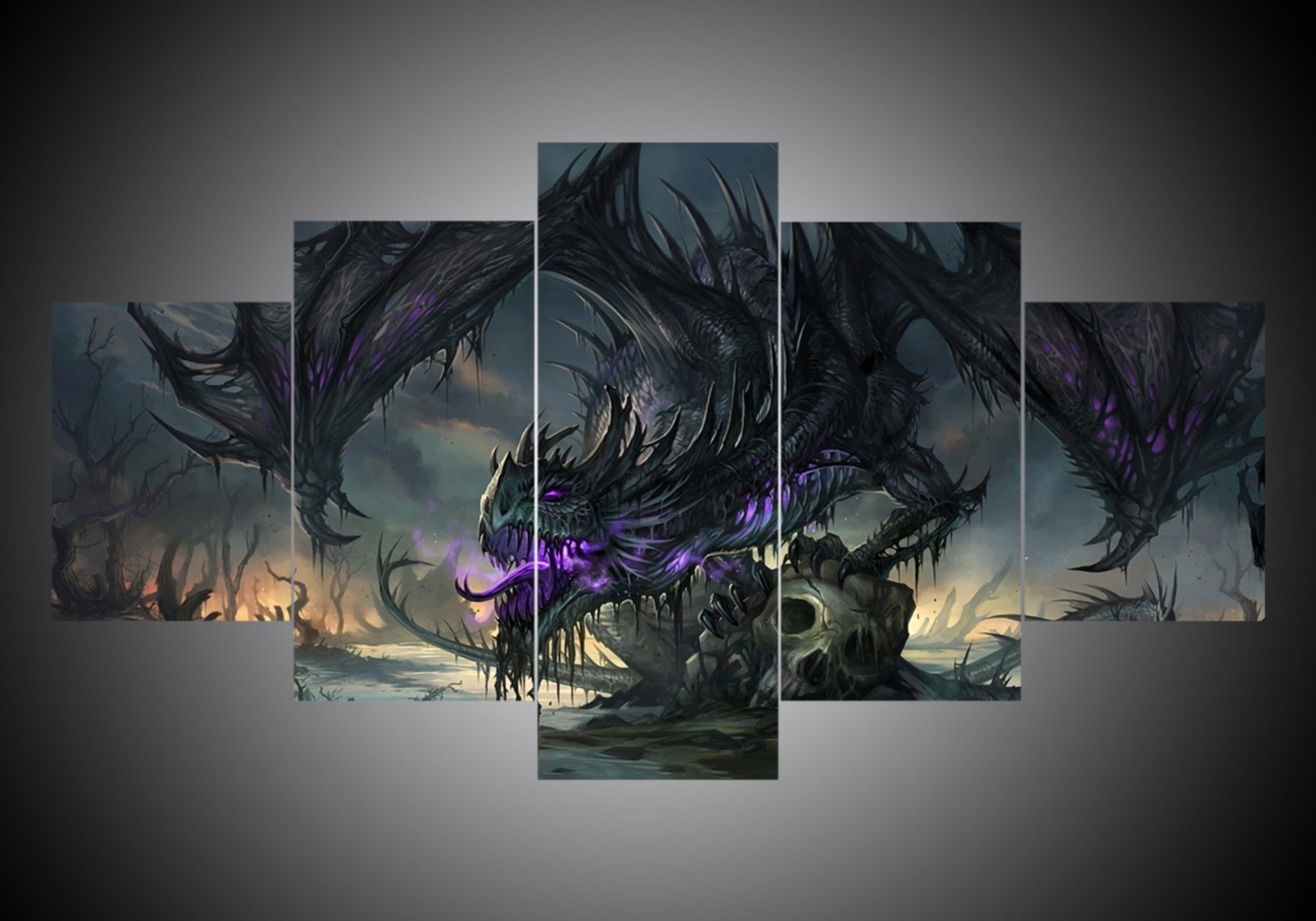 Dragon 2 - Abstract 5 Panel Canvas Art Wall Decor dragon 2 abstract 5 panel canvas art wall decor 5579