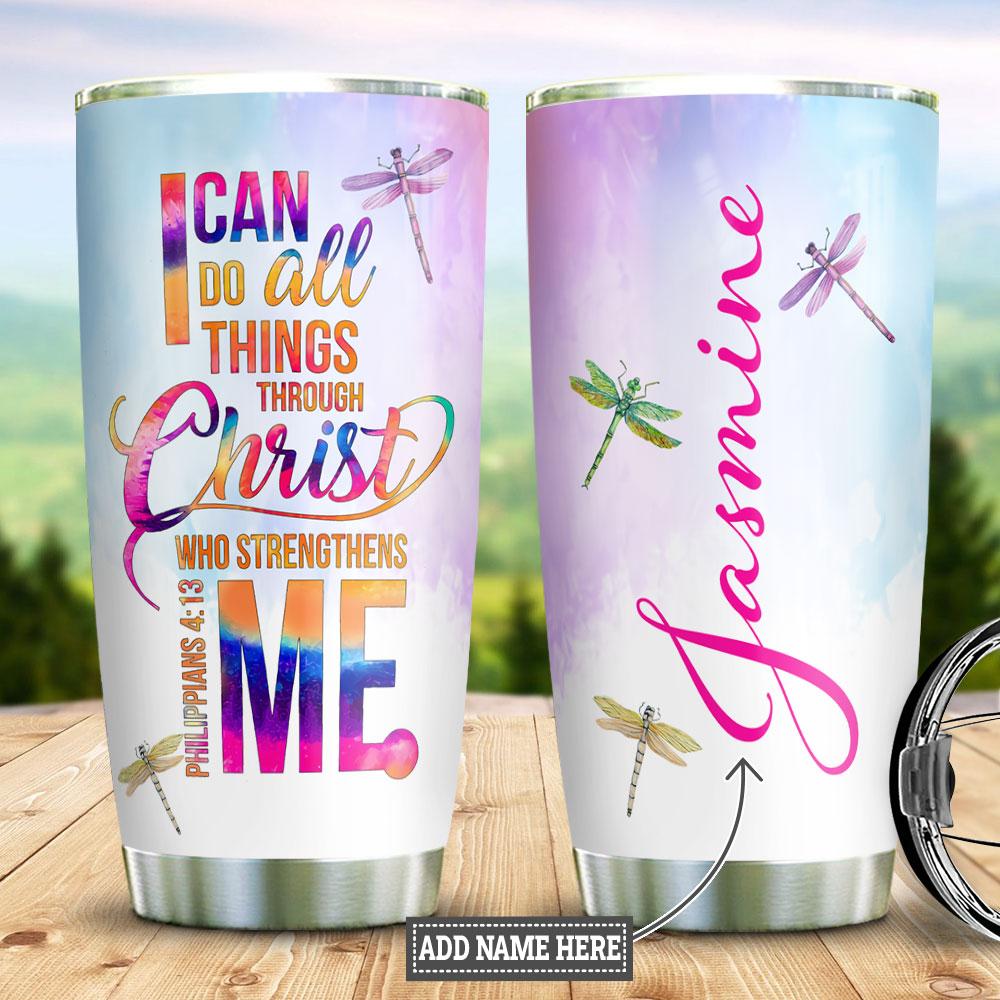 dragonfly faith personalized stainless steel tumbler 1138