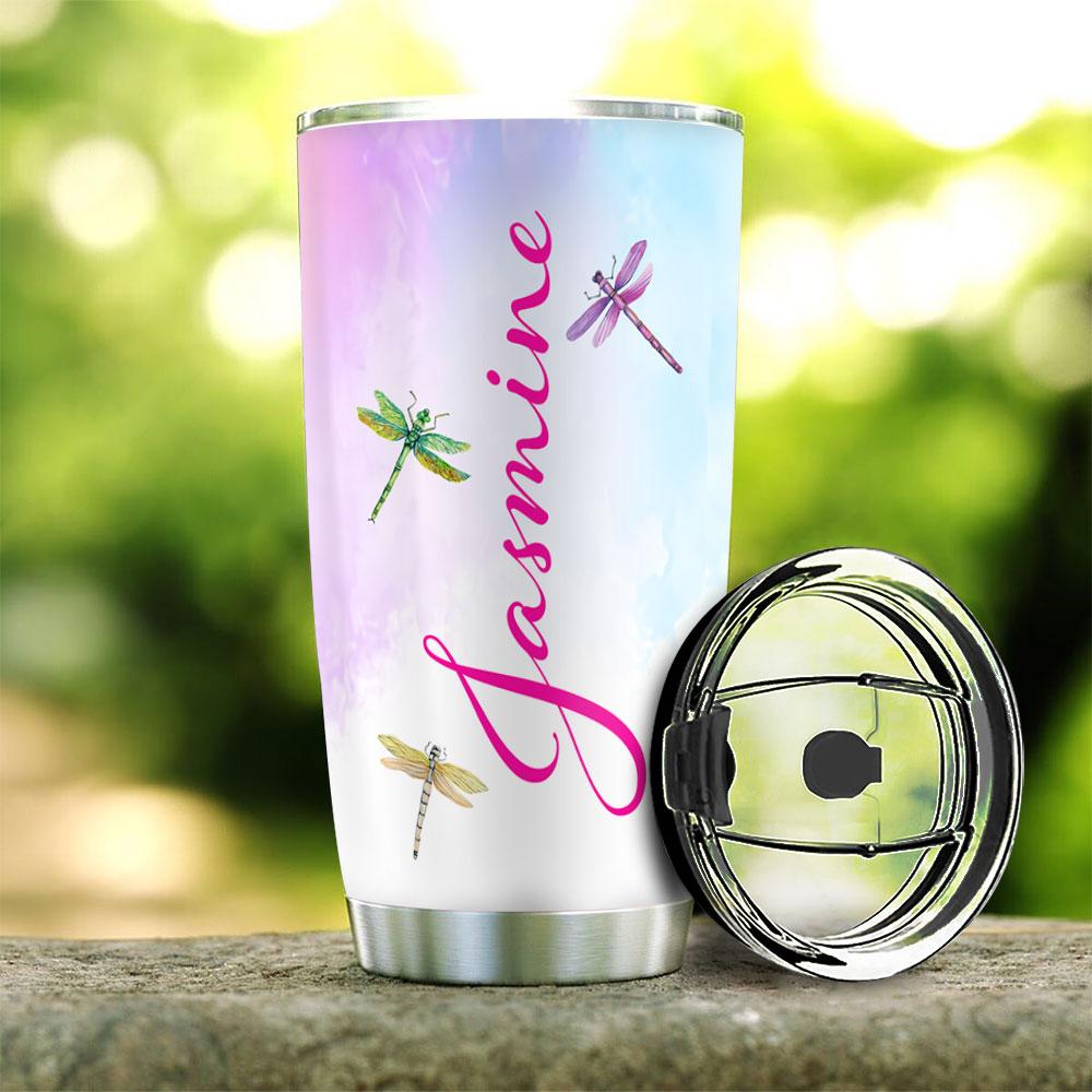 dragonfly faith personalized stainless steel tumbler 4150