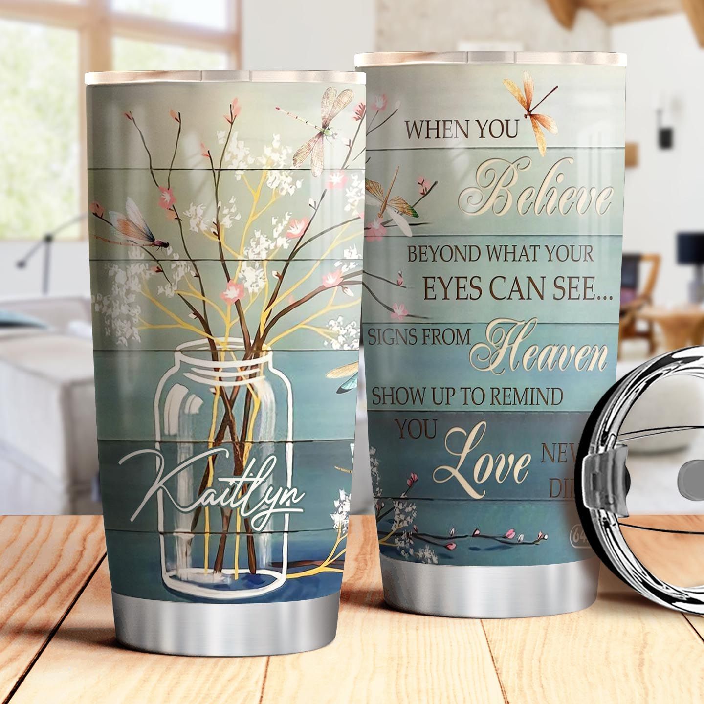 Dragonfly Faith Personalized Stainless Steel Tumbler dragonfly faith personalized stainless steel tumbler 8481
