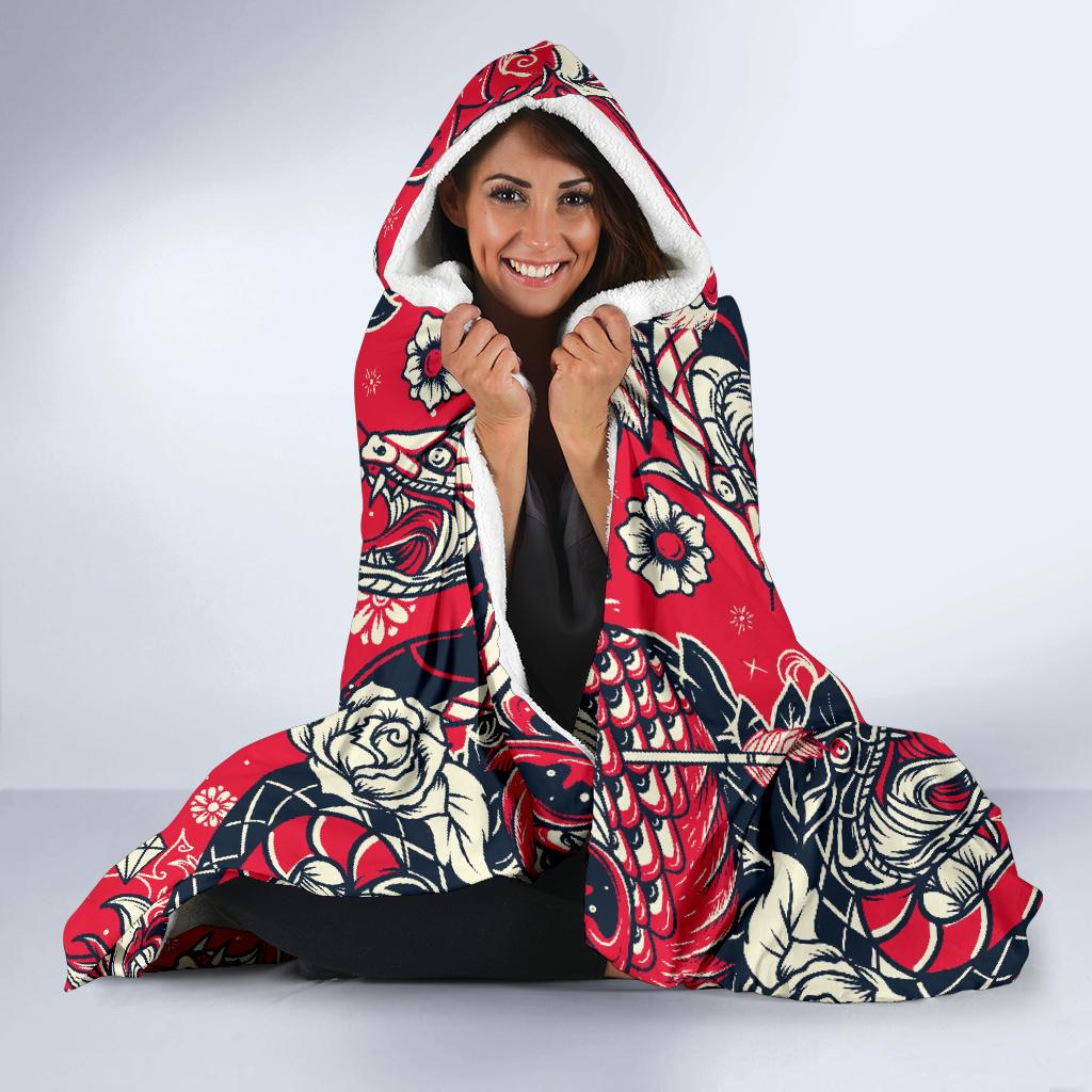 drawing farm chicken hen pattern print hooded blanket cloak blanket 4231