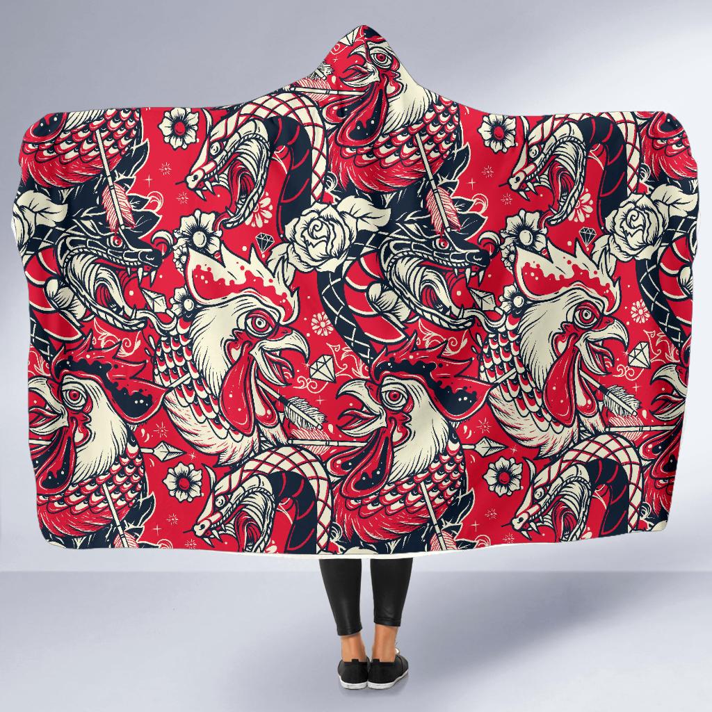 drawing farm chicken hen pattern print hooded blanket cloak blanket 4369