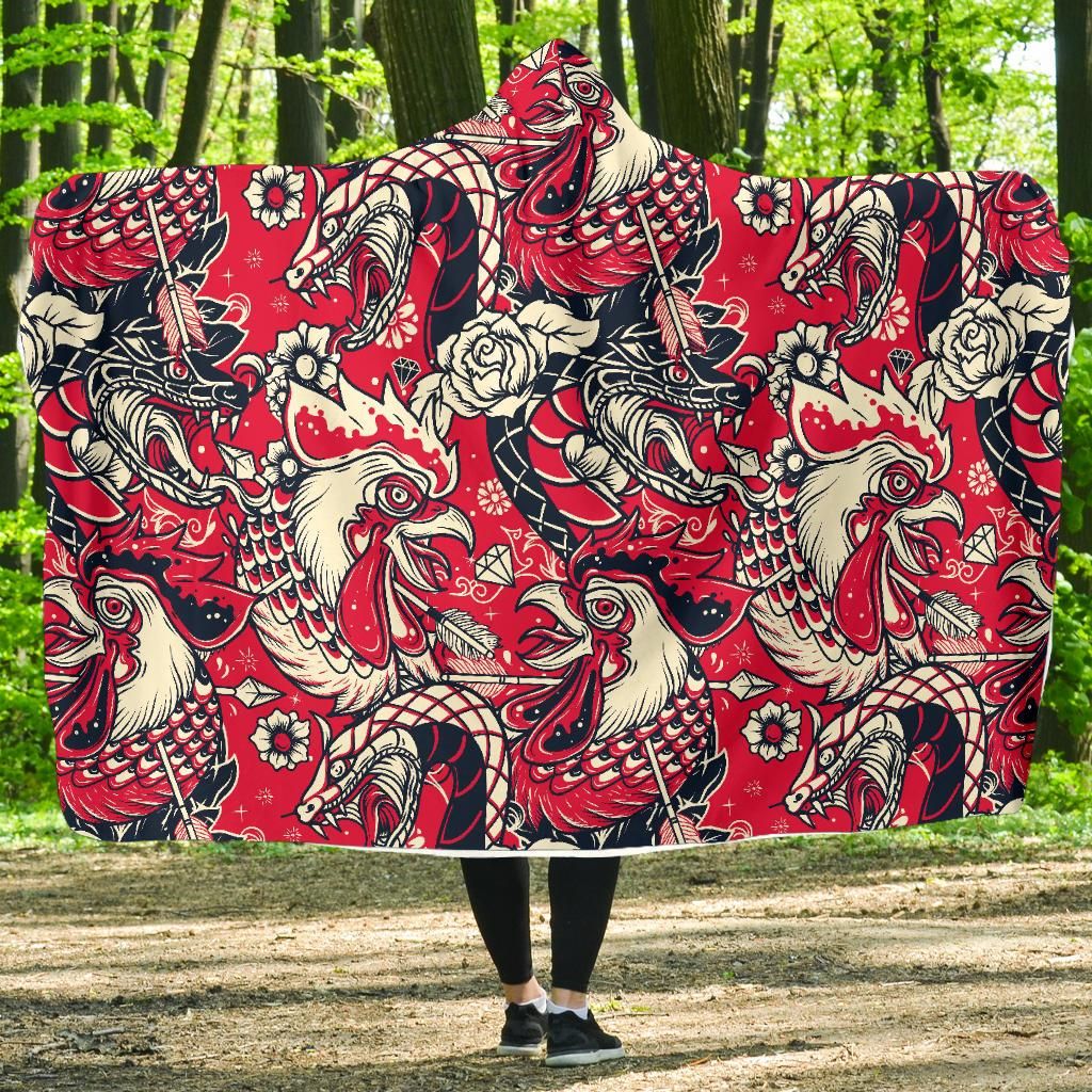 drawing farm chicken hen pattern print hooded blanket cloak blanket 4535