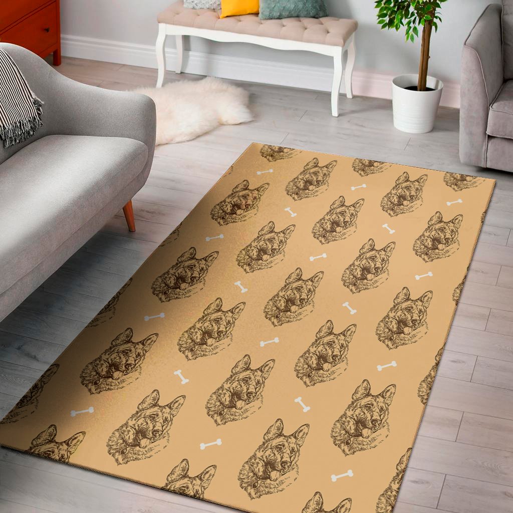 drawing german shepherd pattern print area rug floor decor 1291