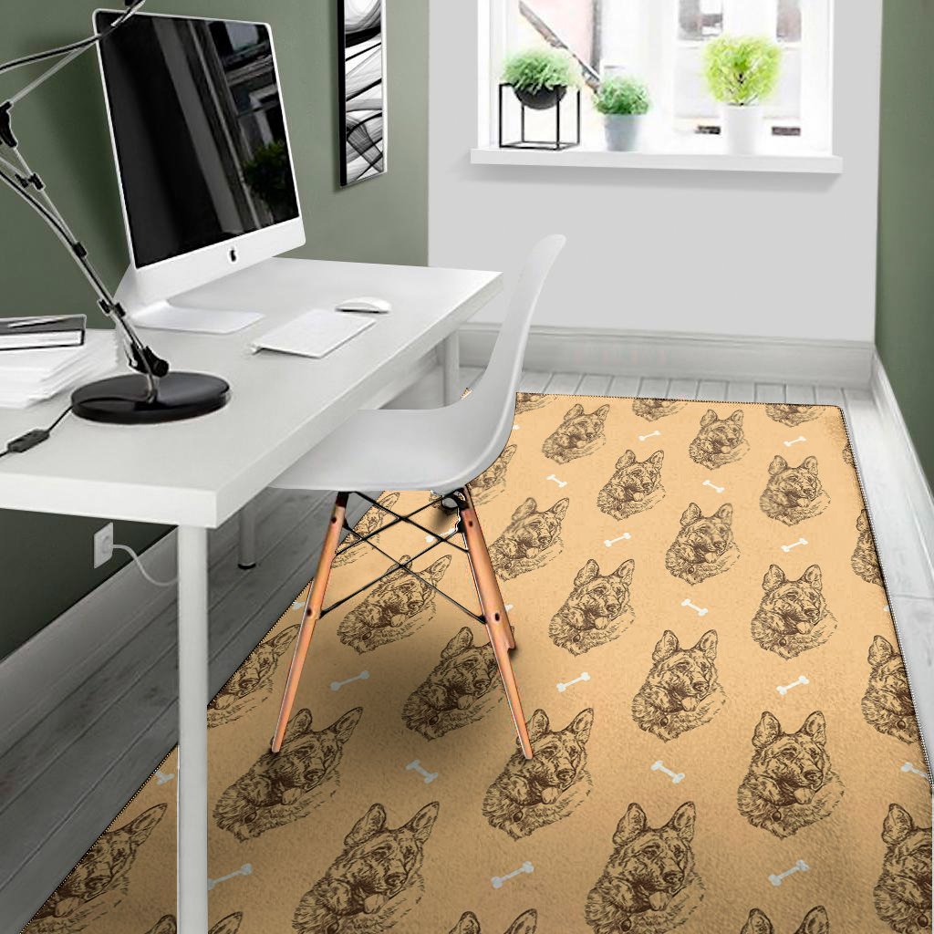 drawing german shepherd pattern print area rug floor decor 6480