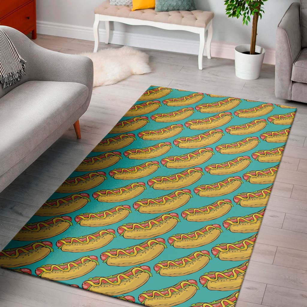 drawing hot dog pattern print area rug floor decor 1106