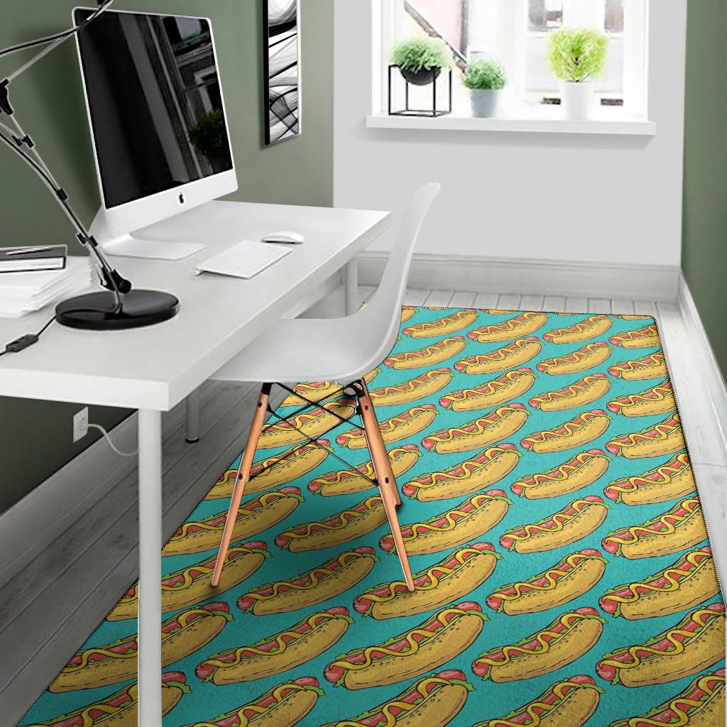 drawing hot dog pattern print area rug floor decor 2163