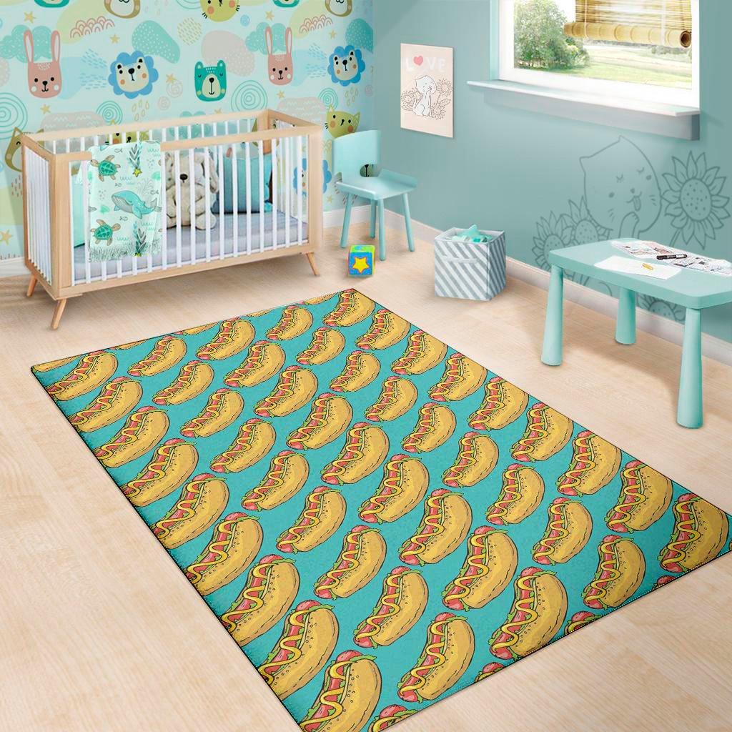 drawing hot dog pattern print area rug floor decor 5027
