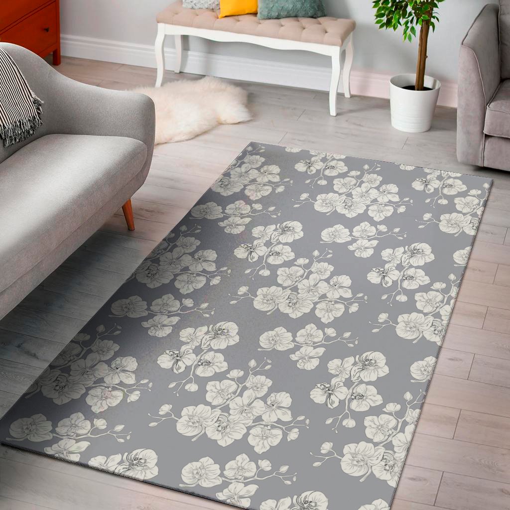 drawing orchid pattern print area rug floor decor 6571