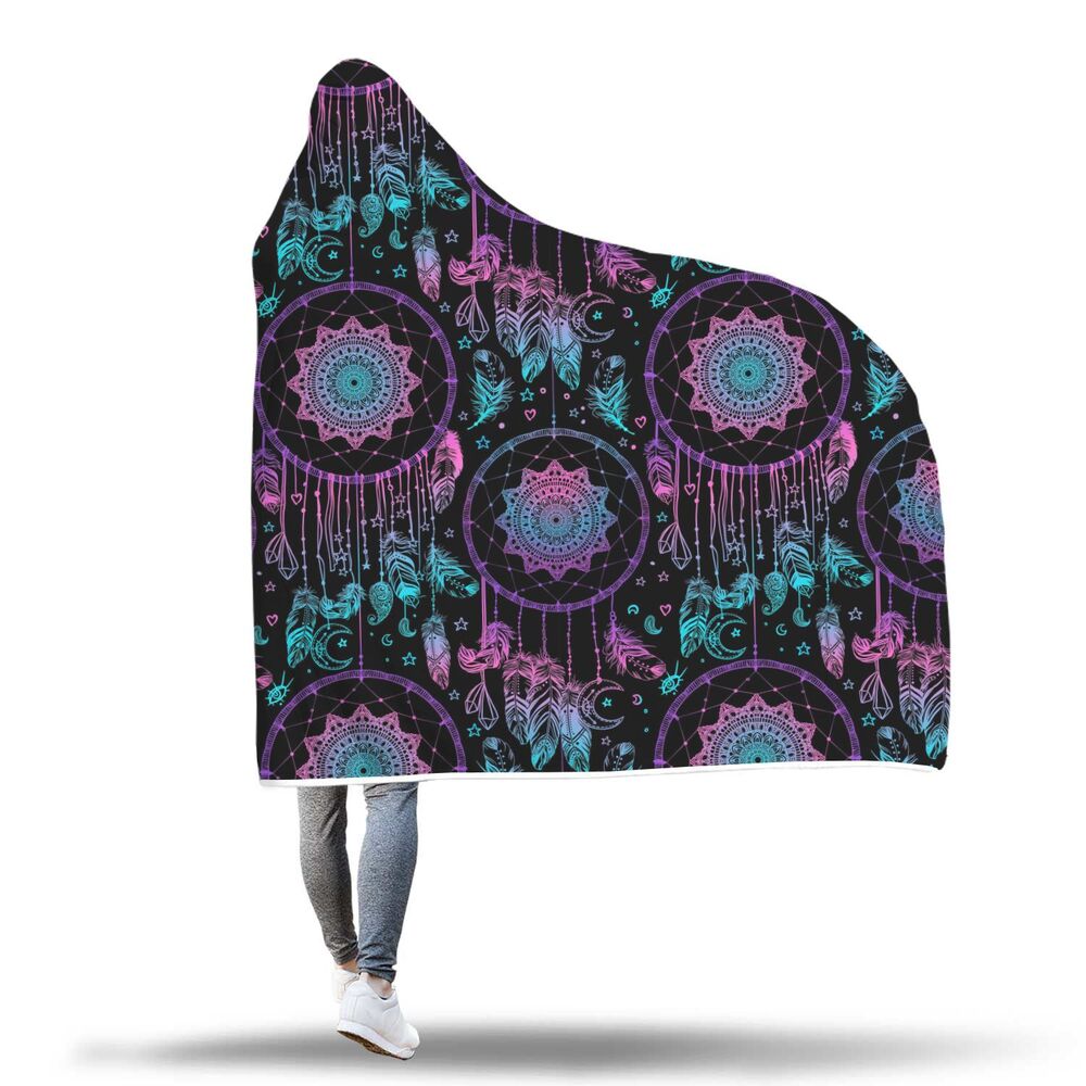 dream catcher boho mandala pattern print hooded blanket cloak blanket 1471